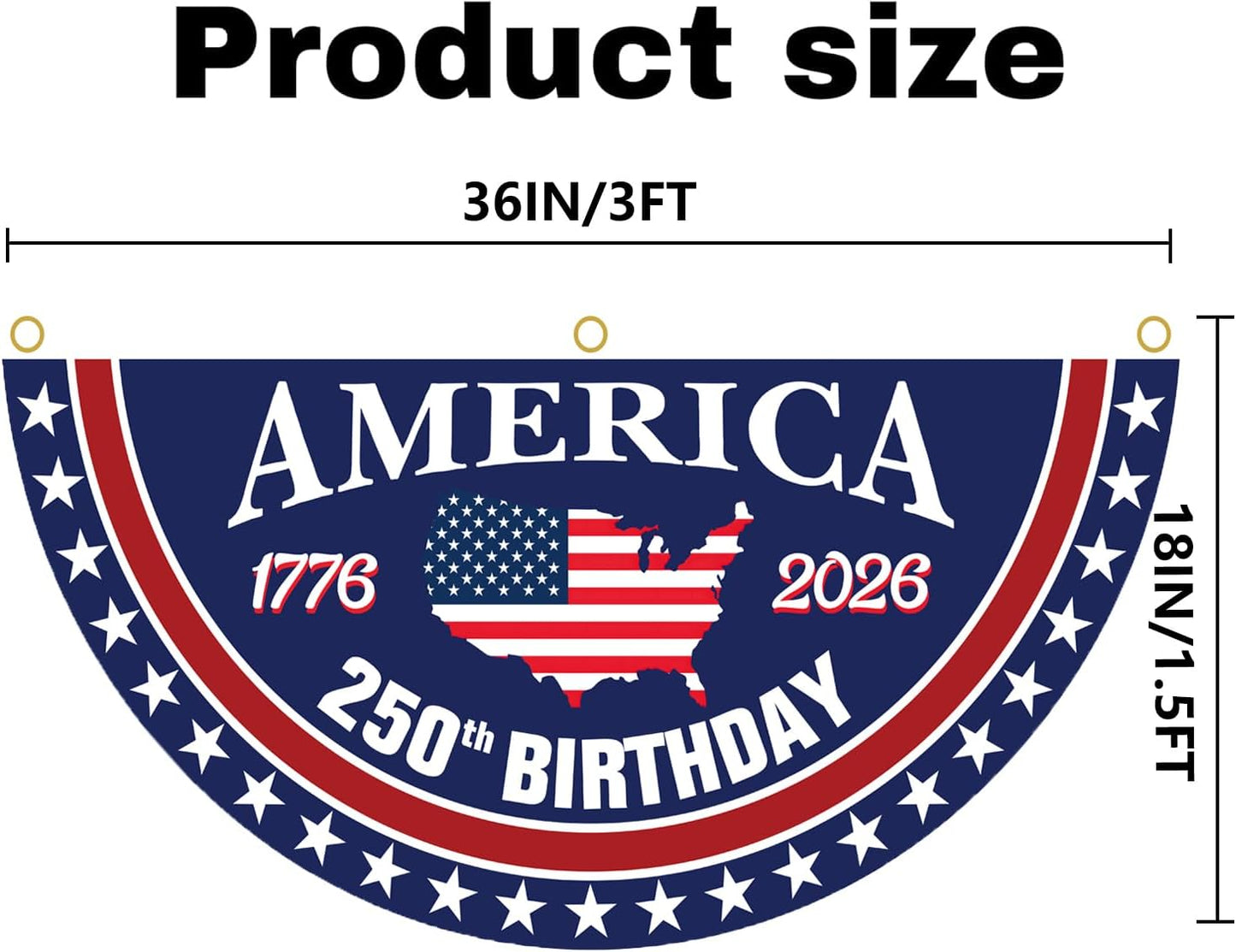 🔥Last Day 49% OFF🔥250th Anniversary Birthday Bunting Flag, 1776-2026 Commemorative Patriotic Fan Banner with Brass Grommets