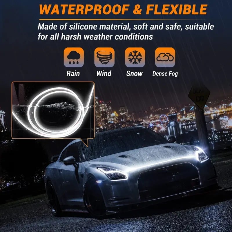 🚗LED light strips for car hood gaps