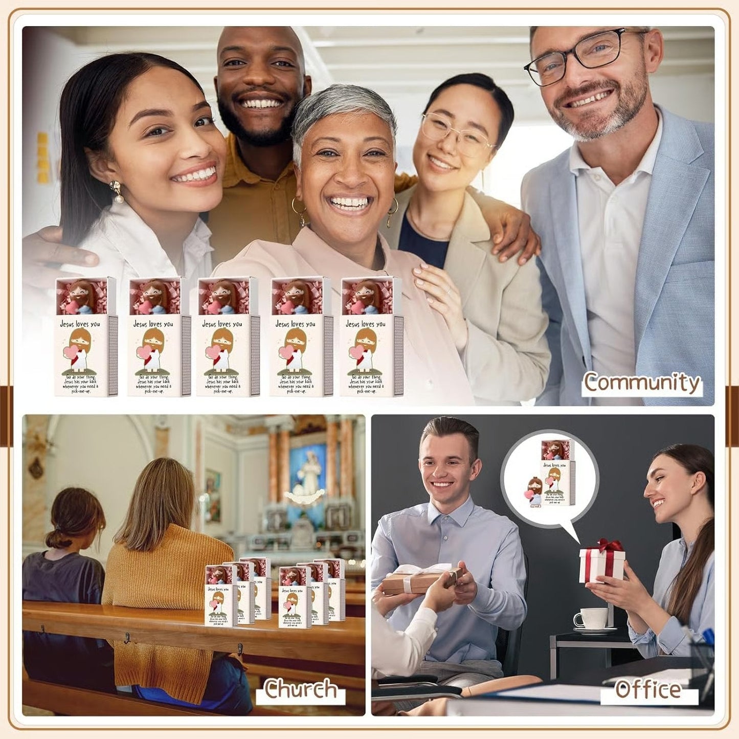 🙏💝12 PCS Mini Jesus Loves You Figurines Gifts✨