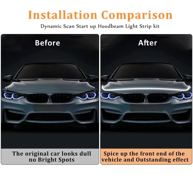 🚗LED light strips for car hood gaps