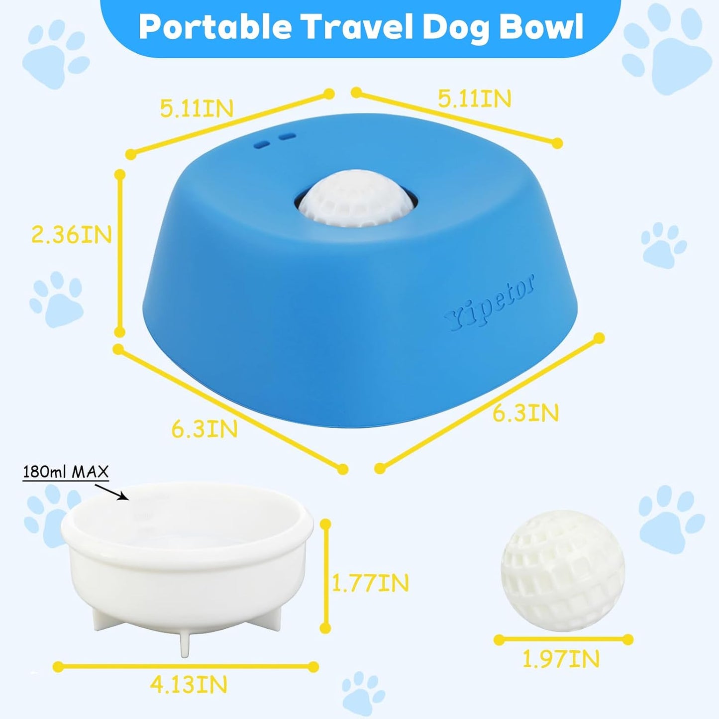 🎄Christmas Sales 49% OFF🎁Slow Feeder Dog Bowls for Liquid Treat, Anti-Slip[Entertained Ball-in] Bone Broth Dog Lick Bowl