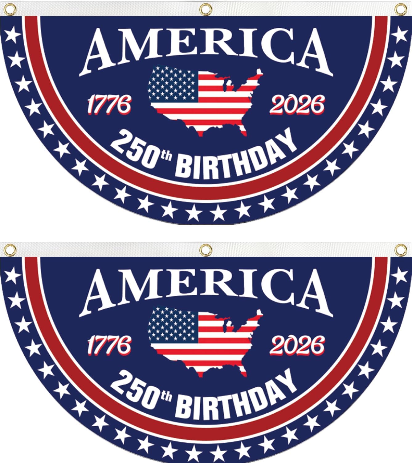 🔥Last Day 49% OFF🔥250th Anniversary Birthday Bunting Flag, 1776-2026 Commemorative Patriotic Fan Banner with Brass Grommets